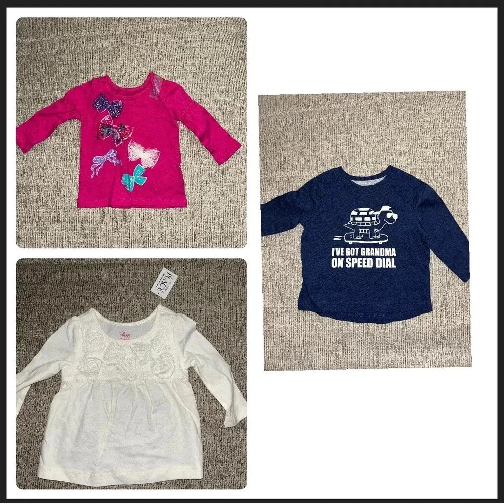 😍Lot of long sleeved shirts and cardigans for girls size 6-9 months.